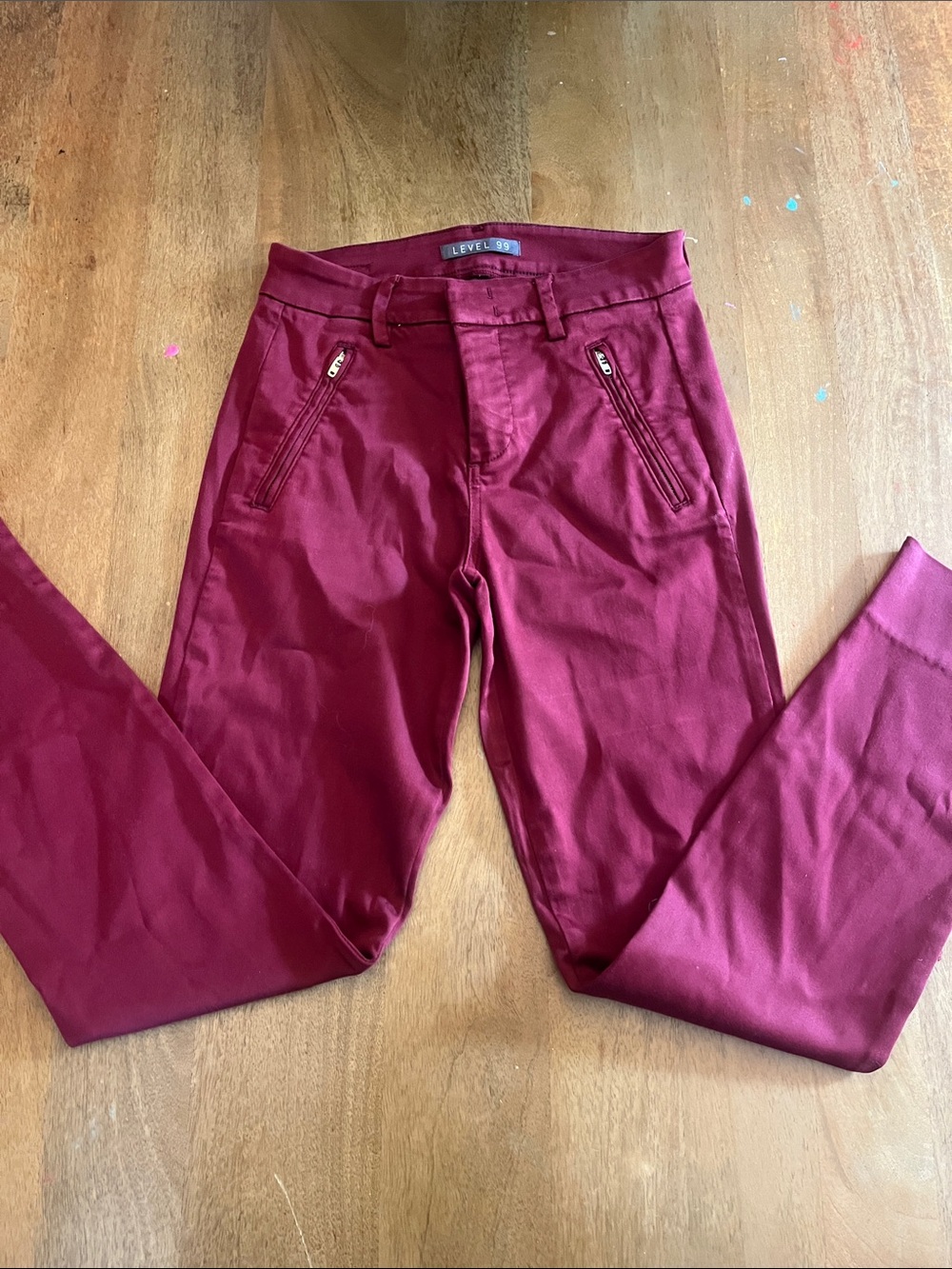 Level 99 Women's Burgundy Skinny Jeans